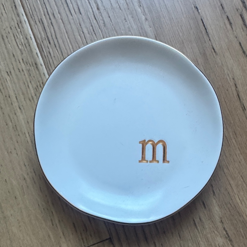 Monogrammed White and Gold Plate